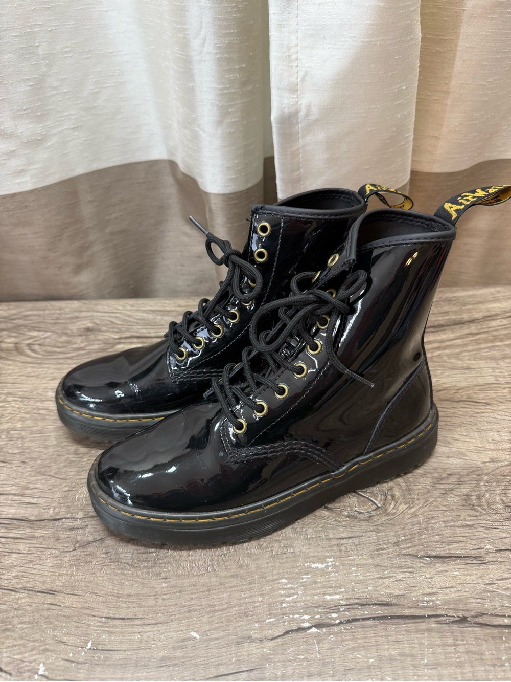 Dr Martens Zavala Patent Leather Combat Boots size 8